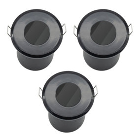 Fixed Fire Rated IP65 Pack 3 Downlights Black