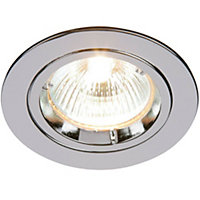 Fixed Round Recess Ceiling Down Light Chrome 80mm Flush GU10 Lamp Holder Fitting