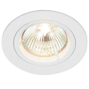 Fixed Round Recess Ceiling Down Light Gloss White 80mm Flush GU10 Lamp Fitting