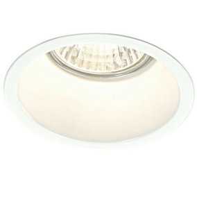 Fixed Round Recess Ceiling Down Light Gloss White Sunken Flush GU10 Lamp Holder