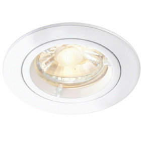 Fixed Round Recess Ceiling Down Light White 80mm Flush GU10 Lamp Holder Fitting