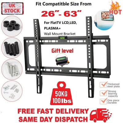 Fixed Slim TV Wall Mount Bracket for 26-63" TVs, Max 50kg Load