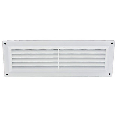 Fixed White Plastic Louvre Vent 9x3" with Fly Screen