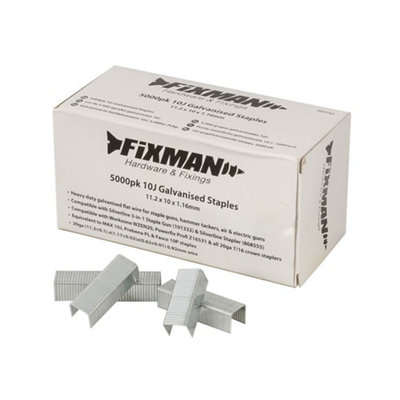 Fixman - 10J Galvanised Staples 5000pk - 11.2 x 10 x 1.17mm