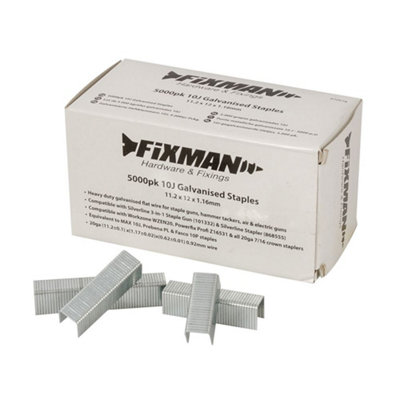 Fixman - 10J Galvanised Staples 5000pk - 11.2 x 12 x 1.17mm