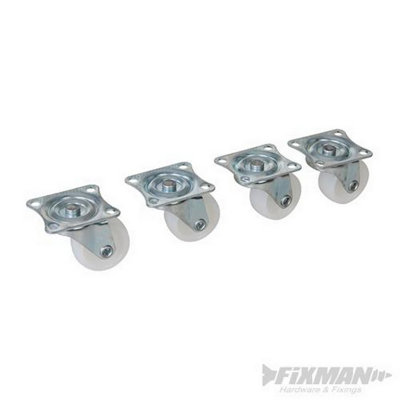 Fixman (372189) Light Duty Swivel Castors 4pk 31mm