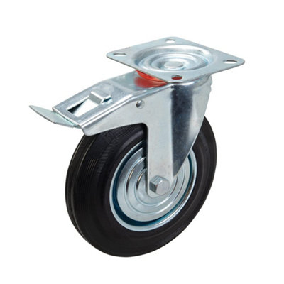 Fixman (921139) Heavy Duty Braked Rubber Castor 200mm 200kg