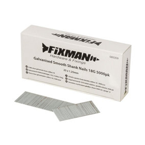 Fixman - Galvanised Smooth Shank Nails 18G 5000pk - 25 x 1.25mm