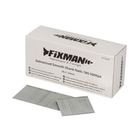 Fixman - Galvanised Smooth Shank Nails 18G 5000pk - 38 x 1.25mm