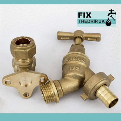 FixTheBog™1/2 inch bib tap with fixing kit and PTFE tape and instructions