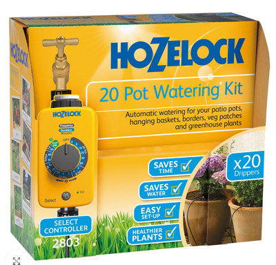 FixTheBog™ Enhanced Hozelock 20 Pot Automatic Watering Kit Select Controller Timer & Water Regulations compatible Tap & PTFE tape