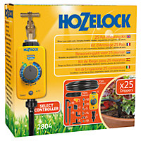 FixTheBog™ Enhanced Hozelock 25 Pot Automatic Watering Kit Select Controller Timer & Water Regulations compatible Tap & PTFE tape