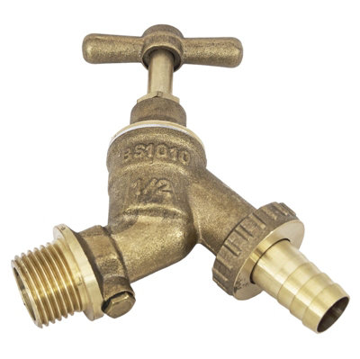 FixTheBog™ Outside 1/2" BSP Garden Hose Union Bib Tap with Double Check Valve with 15mm Wing Back Elbow & FREE PTFE
