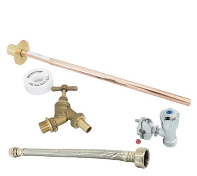FixTheBog™ Professional 350mm Garden Tap Kit - easily fit a new hose tap with check and isolation valve
