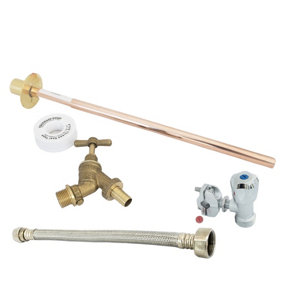 FixTheBog™ Professional 350mm Garden Tap Kit - easily fit a new hose tap with check and isolation valve