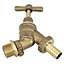 FixTheBog™ UK Made Brass Outdoor Garden Tap Hose Watering 1/2" Hose Union Bib Tap with Double Check valve