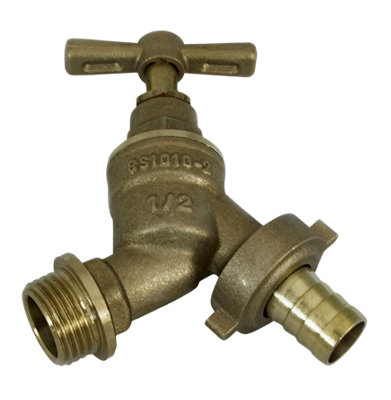 FixTheBog™ UK Made Brass Outdoor Garden Tap Hose Watering 1/2" Hose Union Bib Tap