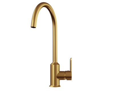 flöde Bryne Kitchen Mixer Tap Brushed Gold Finish