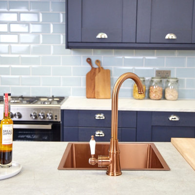 flöde Kjerag Single Lever Traditional Kitchen Sink Mixer Tap Copper Finish