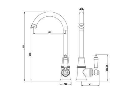 flöde Kjerag Single Lever Traditional Kitchen Sink Mixer Tap Copper Finish