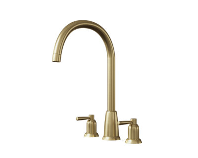 flöde Narvik - Dual Lever 3 Hole Kitchen Tap - Brushed Brass Finish