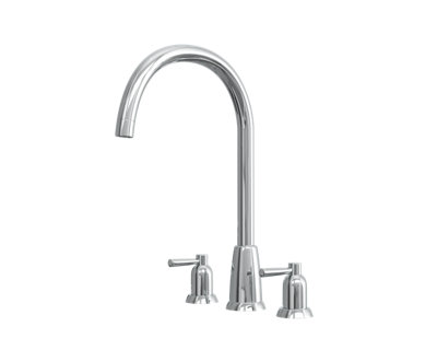 flöde Narvik - Dual Lever 3 Hole Kitchen Tap - Chrome Finish