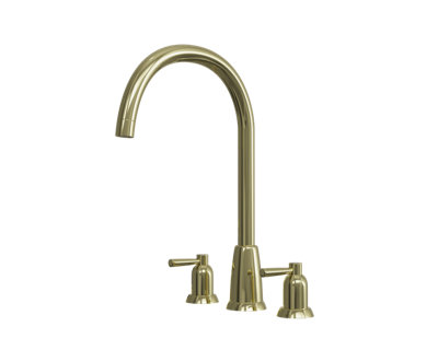 flöde Narvik - Dual Lever 3 Hole Kitchen Tap - Polished Brass Finish