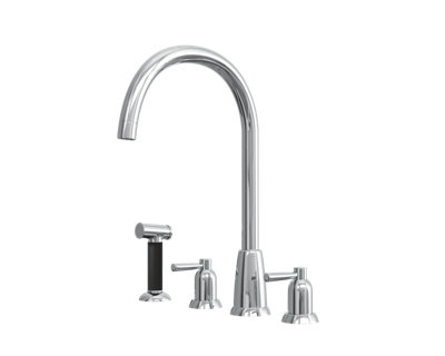 flöde Narvik - Dual Lever 4 Hole Kitchen Tap - Chrome Finish