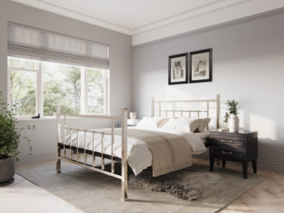 Flair Aether Metal Double Bed Frame - Nickel | DIY at B&Q