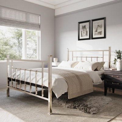 Flair Aether Metal Kingsize Bed Frame - Nickel