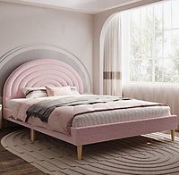 Flair Ava Boucle Fabric Double Bed - Pink