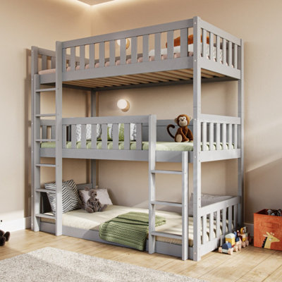 Flair Bea Triple High Wooden Bunk Bed - Grey