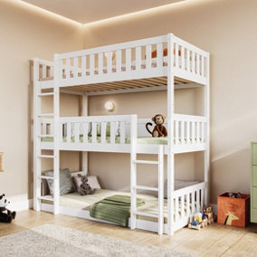 Flair Bea Triple High Wooden Bunk Bed - White