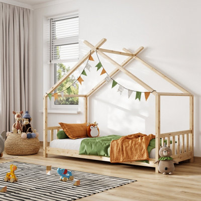 Flair Canopy House Woodeng Single Bed Frame Pine