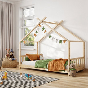Flair Canopy House Woodeng Single Bed Frame - Pine