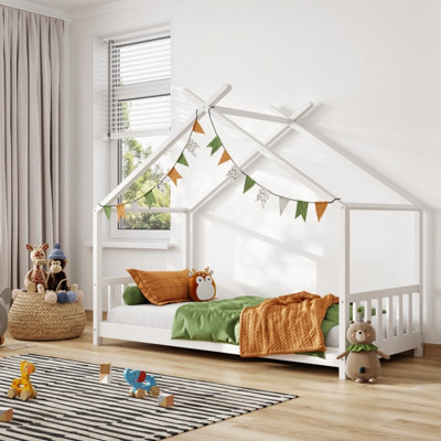 Flair Canopy House Woodeng Single Bed Frame - White