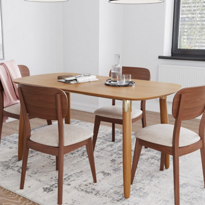 Flair Edelweiss 6-8 Seat Extending Dining Table - Ash and Brass | £139.99 at B&Q