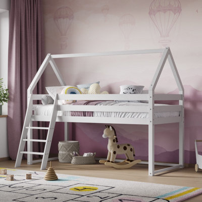 Flair Ellie House Wooden Midsleeper - White