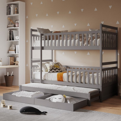 Flair Elvis Bunk Bed With Trundle And Drawers - Grey