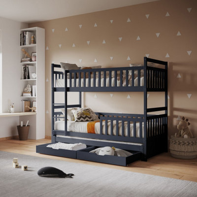 Flair Elvis Bunk Bed With Trundle And Drawers - Grey