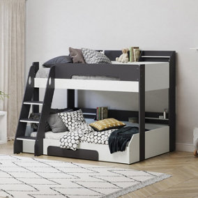 Flair Flick Triple Wooden Bunk Bed With Storage - Grey