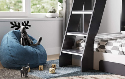 Flair Flick Triple Wooden Bunk Bed With Storage - Grey