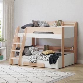 Flair Flick Triple Wooden Bunk Bed With Storage - Oak