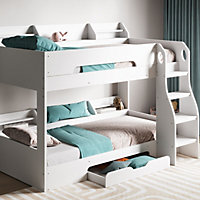 Flair Flick Wooden Bunk Bed With Storage - White