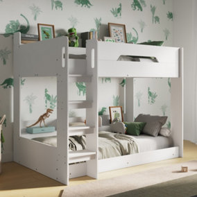 Flair Gravity Low Bunk Bed With Shelves - White