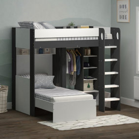 Flair Hampton Bunk Wooden Bed - White And Grey