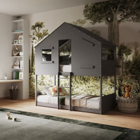 Flair Jungle House Wooden Bunk Bed - Grey