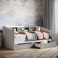 Flair Leni Day Bed With Shelves and Drawers - White/Grey