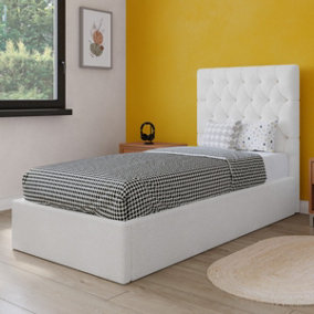 Flair Milan Boucle Single Ottoman Bed - Cream