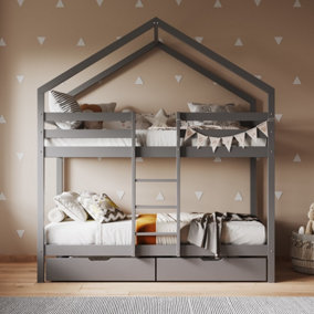 Flair Nest House Wooden Bunk Bed - Grey